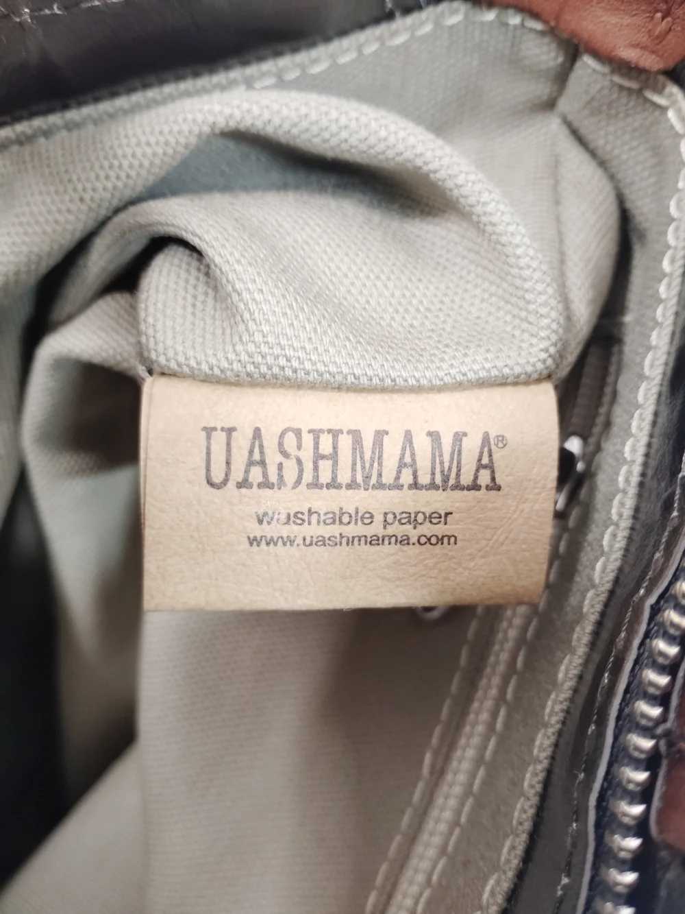 Uashmama Otti Stylish Metallic Dark Grey Crossbody Tote with Brown Handles
